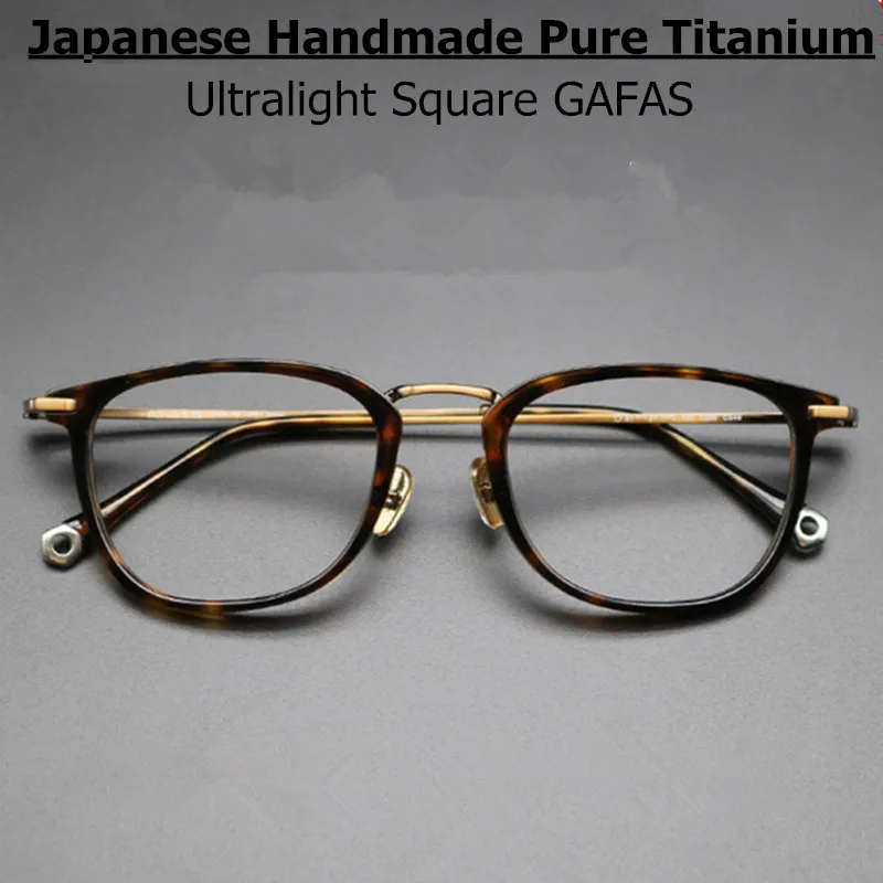 Japanese Handmade Square Titanium Glasses Frame Men Ultra-light Myopia Perscription Eyeglasses Frame Women Retro Optical Eyewear