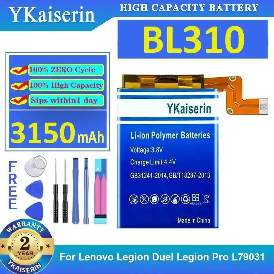 

Стабильный аккумулятор для мобильного телефона 3150 мАч BL310 для Lenovo Legion Duel Pro L79031, высокая производительность