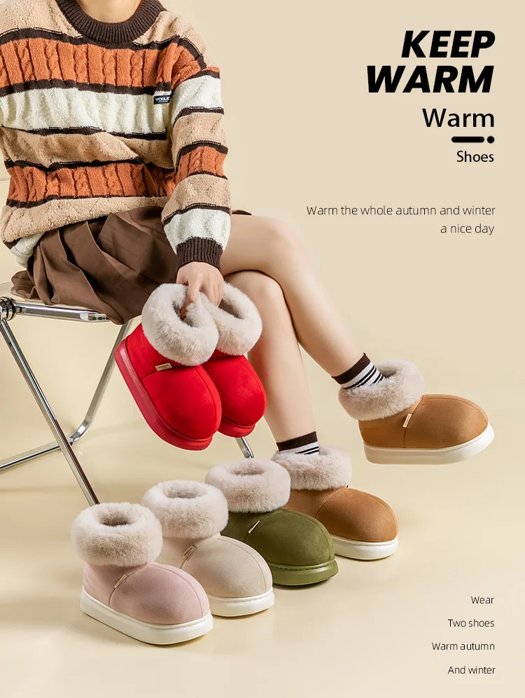 Comwarm Winterstiefel für Damen, flauschig, mit warmem Plüschfutter, Baumwollstiefel, neue Outdoor-Schneestiefel, rutschfeste, dicke Sohle, Damenschuhe – Detail 5