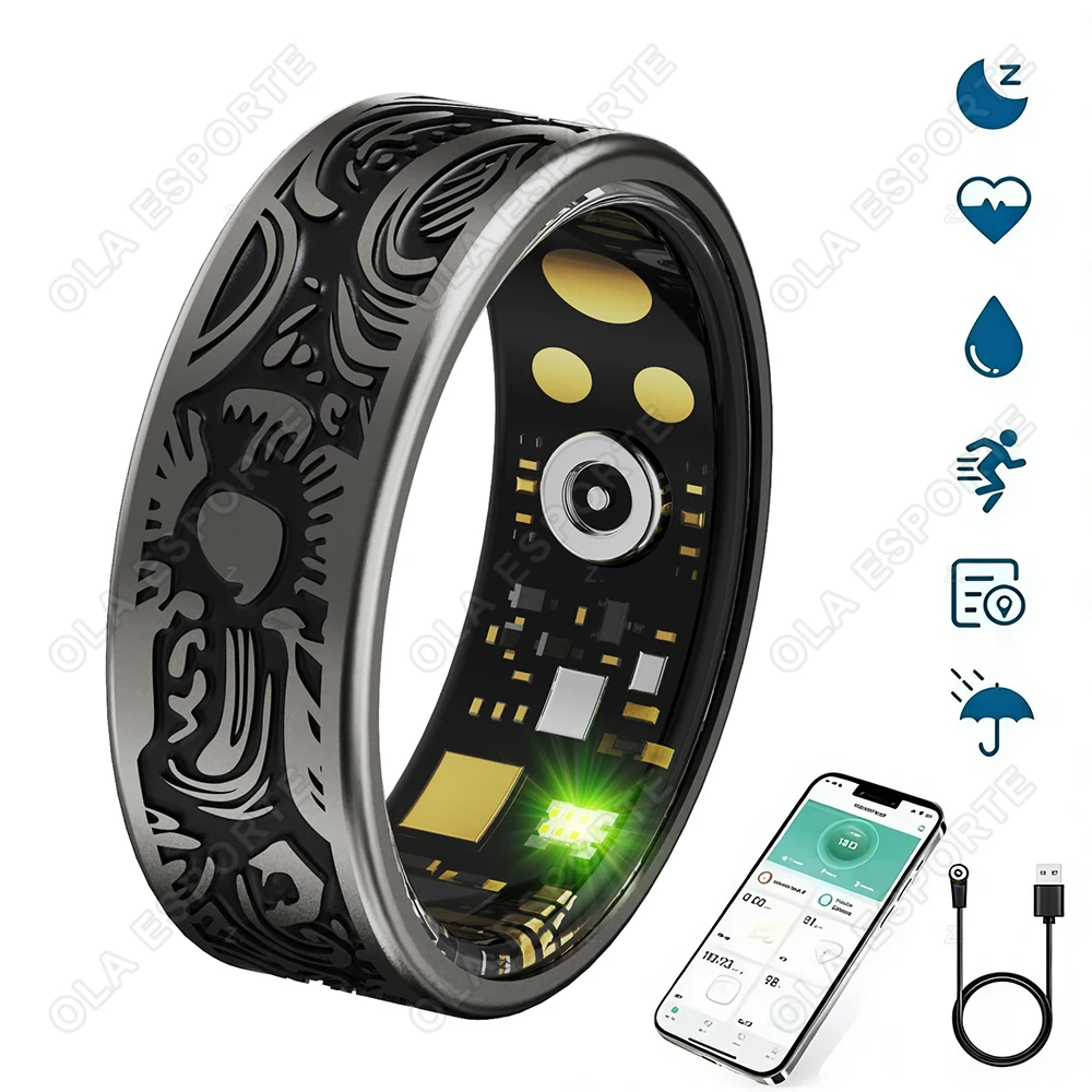 

Multifunctional Smart Ring Gesture Control Heart Rate Blood Oxygen Sleep Health Monitoring Multiple Sports Modes Waterproof Ring