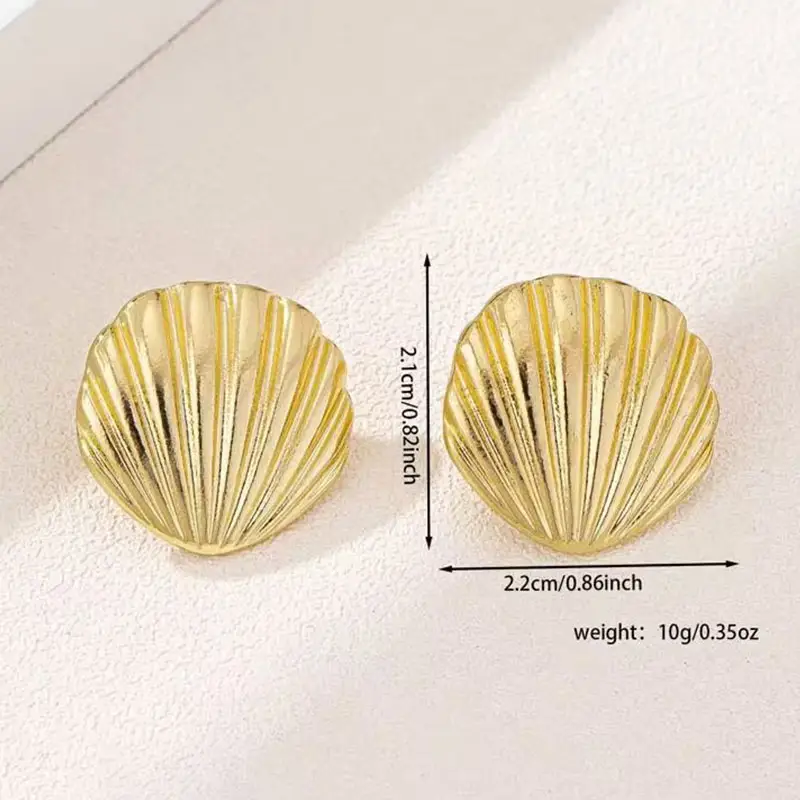 Exaggeration Ocean Style Shell Texture Stud Earrings for Women Trendy Accessories Personalization Jewelry Earrings Daily Wear - 6