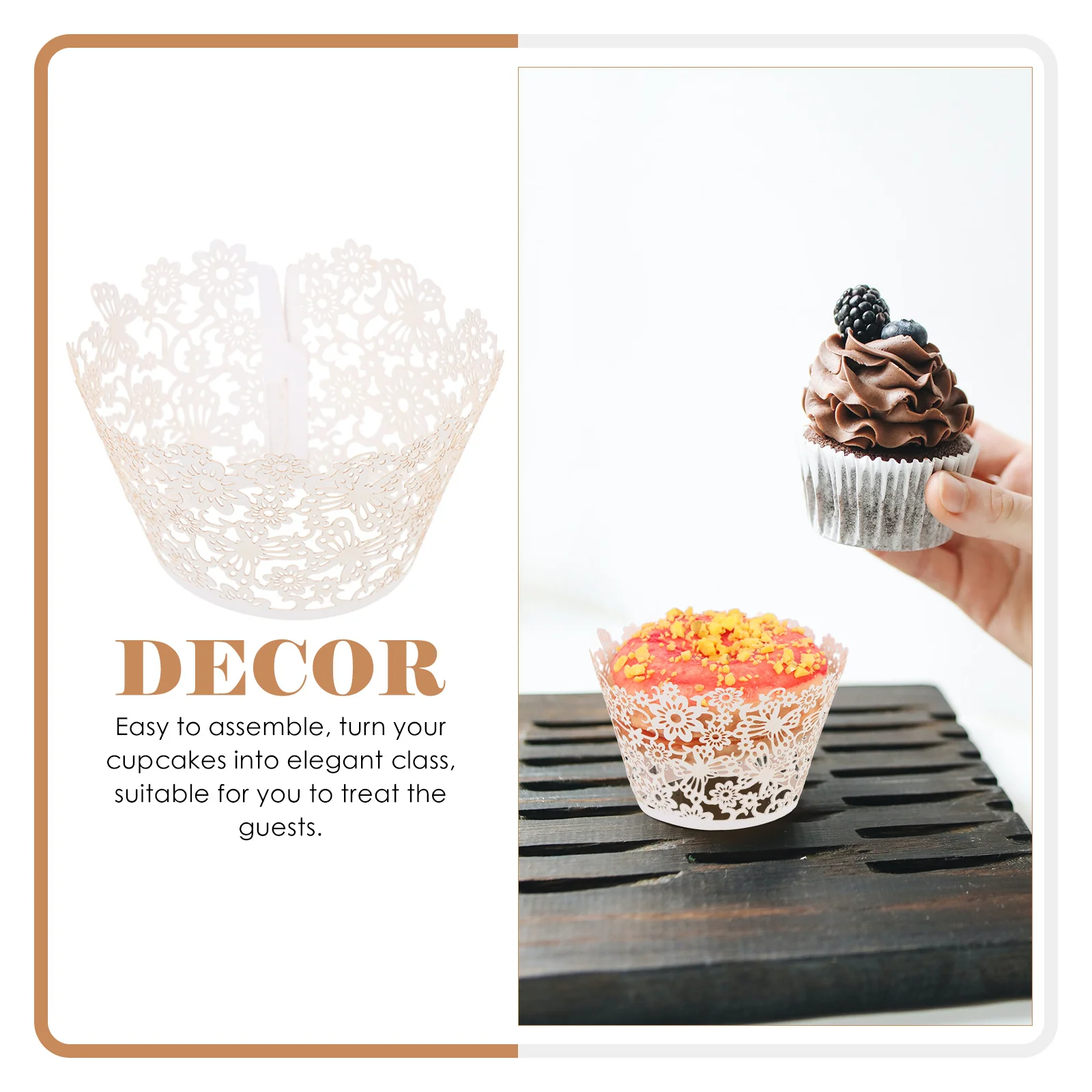 

100Pcs Decorative Hollow Flower Cupcake Wrappers Paper Muffin Liners Stylish Baking Cups for Weddings Birthdays Baby Showers