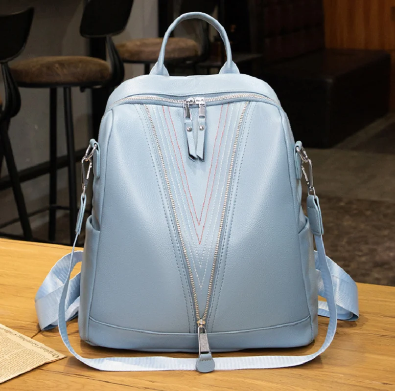 

2026 New Women's Korean Fashion High Quality Leather Travel Backpacks Large Capacity Double Shoulder Bags Laptop School Bag