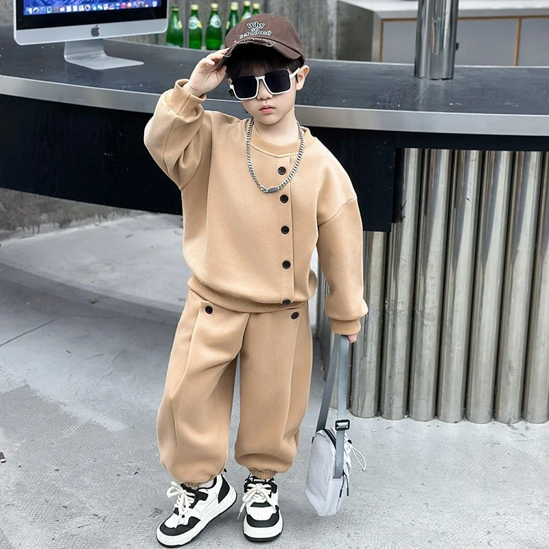 الأولاد الربيع والخريف 2 قطعة/مجموعة 2025 النسخة الكورية الجديدة وسيم من ملابس الأطفال للأطفال الصغار والمتوسطة الحجم
