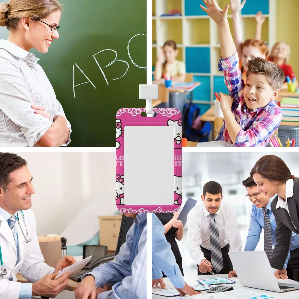 Custom Hello Kitty Cat Badge Card Subway Card Holders Student Campus Lanyard Cards Holder Factories Credentials Accessories