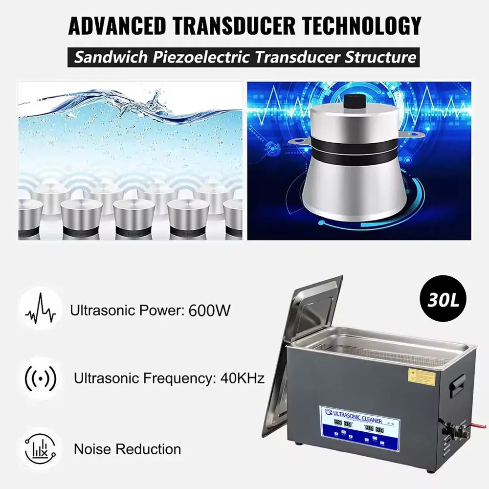 2L/3L/6L/10L/15L/30L Ultrasonic Cleaner Digital Heating Stainless Steel Ultrasound Cleaning Machine 40KHZ Home Appliance