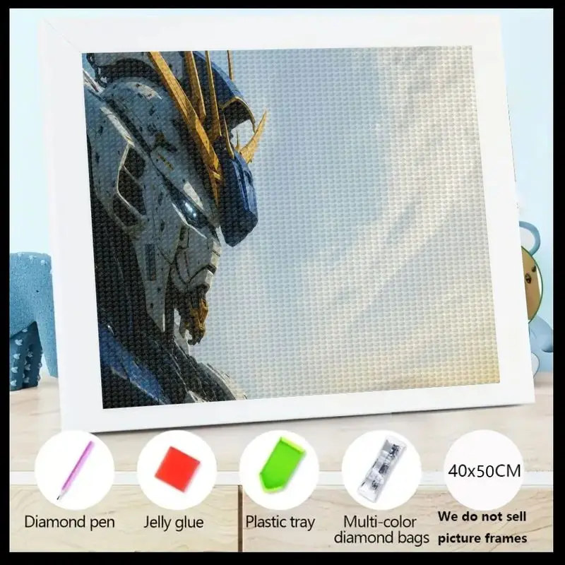 

1PC Cool Futuristic Robot Mech Warrior 5D DIY Full Drill Diamond Painting Kit, Epic Anime Sci-Fi Character Art, Large 40x50CM Ho