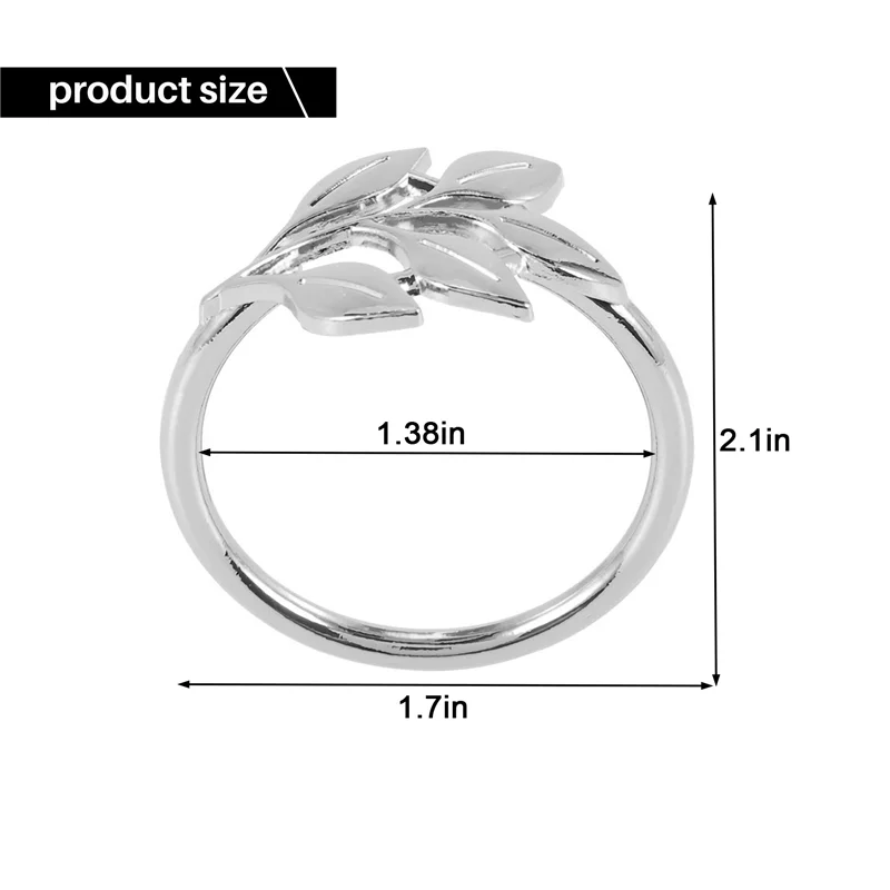 AB47-40Pcs Silver Leaf Napkin Rings - Silver Napkin Ring For Table Napkins - Holiday Napkin Rings Fall Napkin Rings For Party