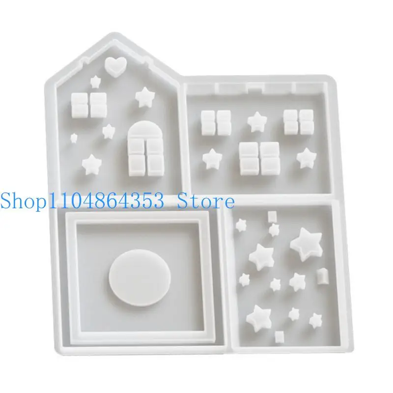

652F Decorative House Silicone Molds Resin Crafting Tool Silicone Ornament Moulds Night Light Stand Moulds for Crafting