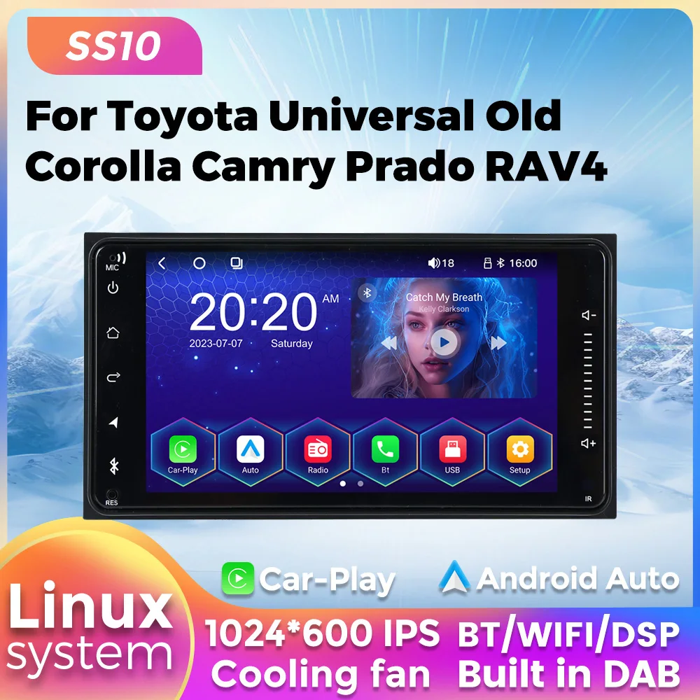 Wireless Carplay Android Auto New Linux System Car Radio Autoradio For Toyota Universal Old Corolla Camry Prado RAV4 Player DAB