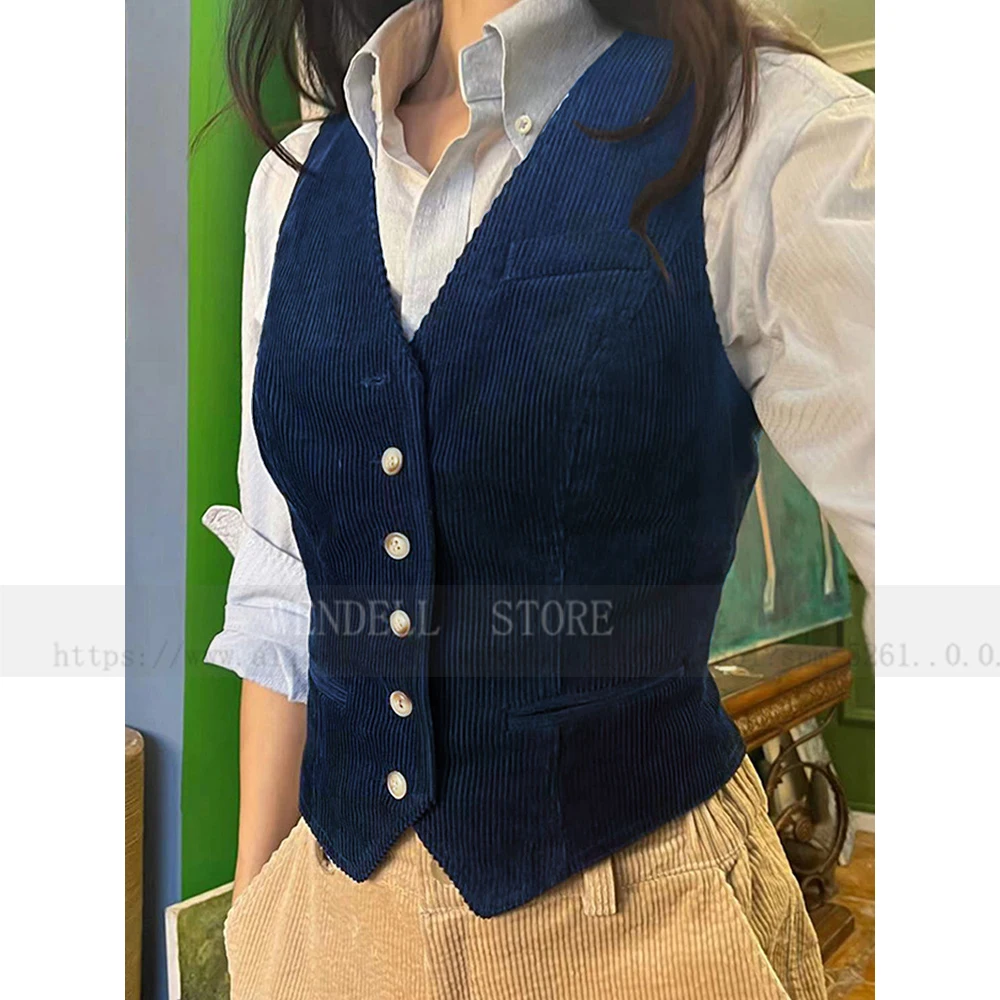 

Women Corduroy Vests Sleeveless Jackets Slim Fit Commuting Evenings Short Sets Women's Suit New Outerwear Summer Knit Vest By