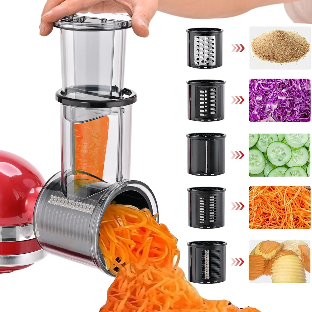 Applicable toSlicer Shredder Attachment for KitchenAid Stand Mixer with 5 Blades