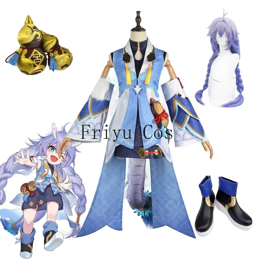 

Honkai: Star Rail Bailu Cosplay Costumes Anime Women Clothing Set Game Roleplay Suit Wig Shoes Gourd Halloween Party Accessories