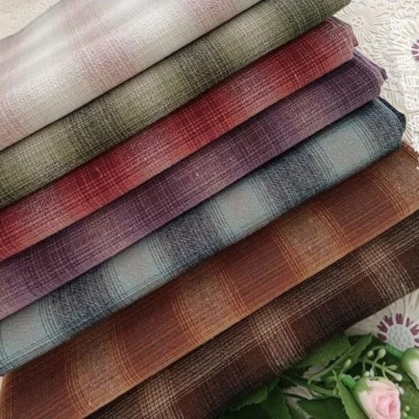 50x70cm yarn-dyed first dye woven cotton plaid brocade patchwork quilt craft fabric cloth DIY stitch sew doll clothes