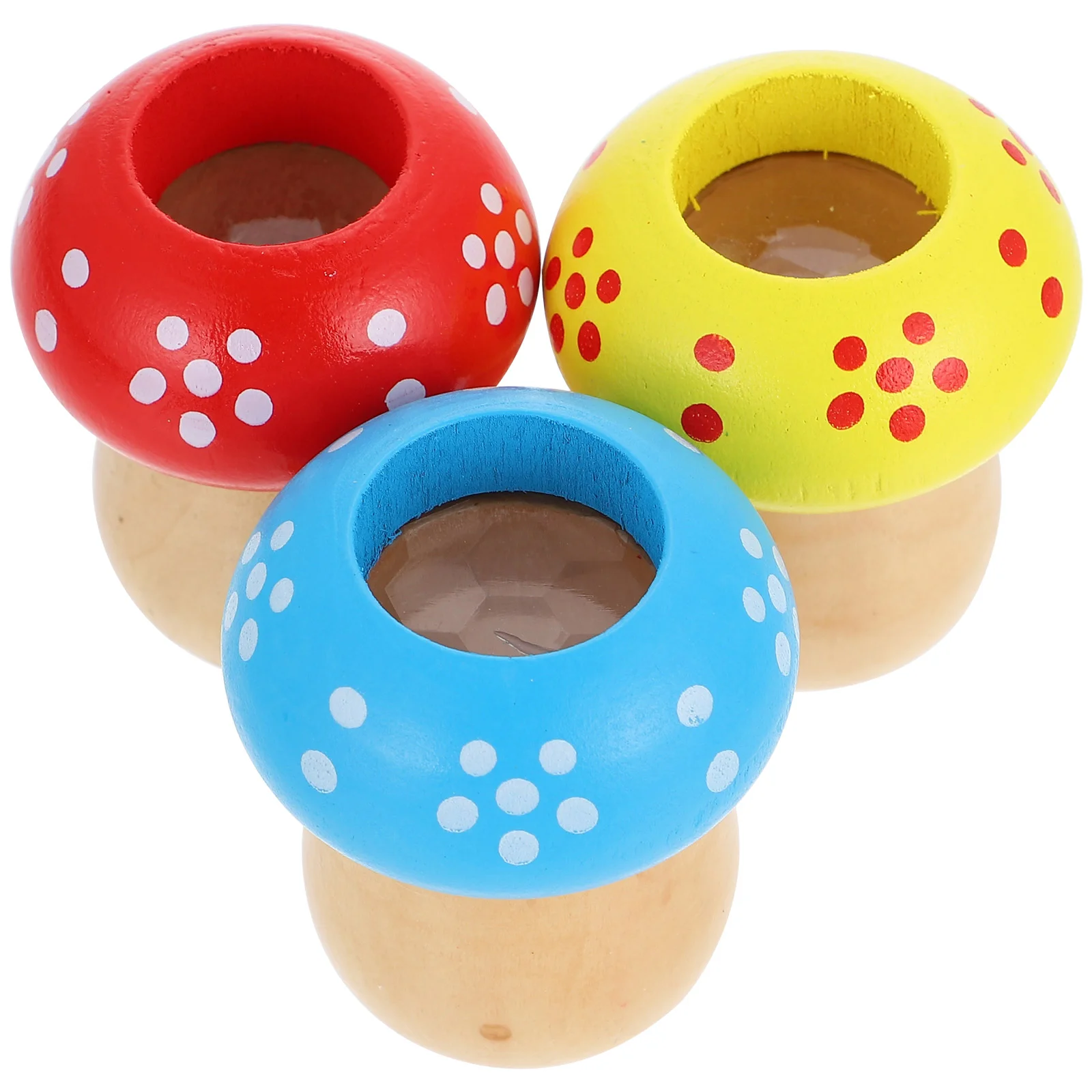 3 Pcs Toys Mushroom Kaleidoscope Cartoon Plaything Educational Color Cognition Wooden Kaleidoscopes Interesting Shape Child