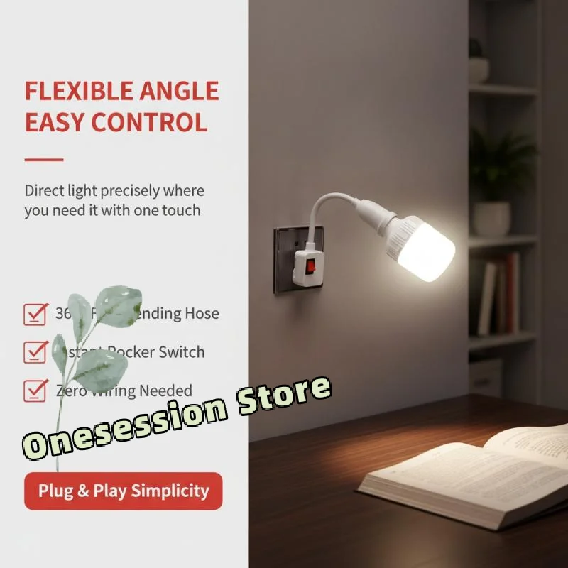 360° Rotatable E27 Flexible Gooseneck Light Holder with EU Plug Switch for  Plant Supplemental Lighting