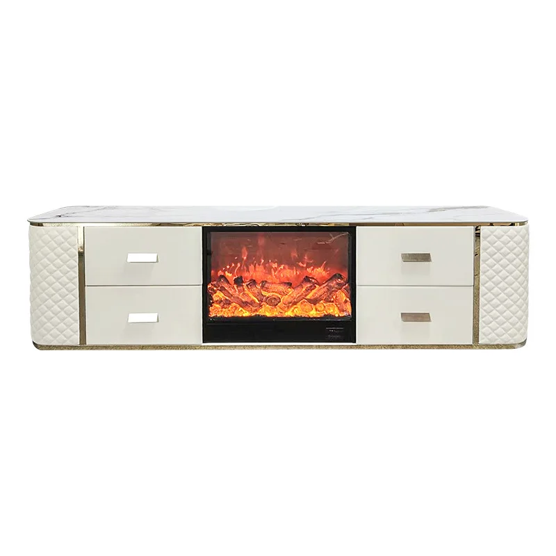 French minimalist fireplace TV cabinet living room American electronic simulation fire fireplace light luxury TV