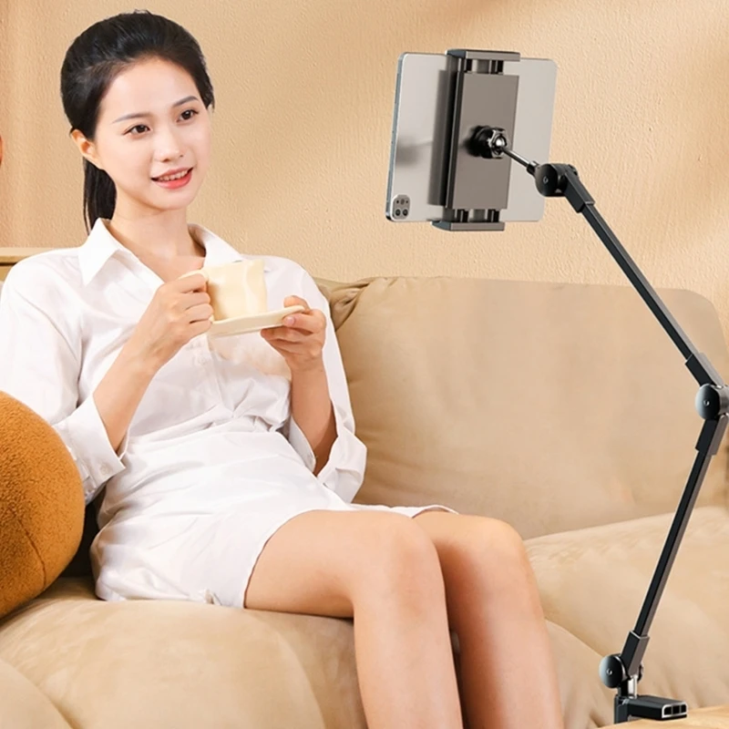 

Tablet Stand For Cooking Gaming Desk Mount Clamp Adjustable Phone Holder Laying Down for Filming Vloggings best sale