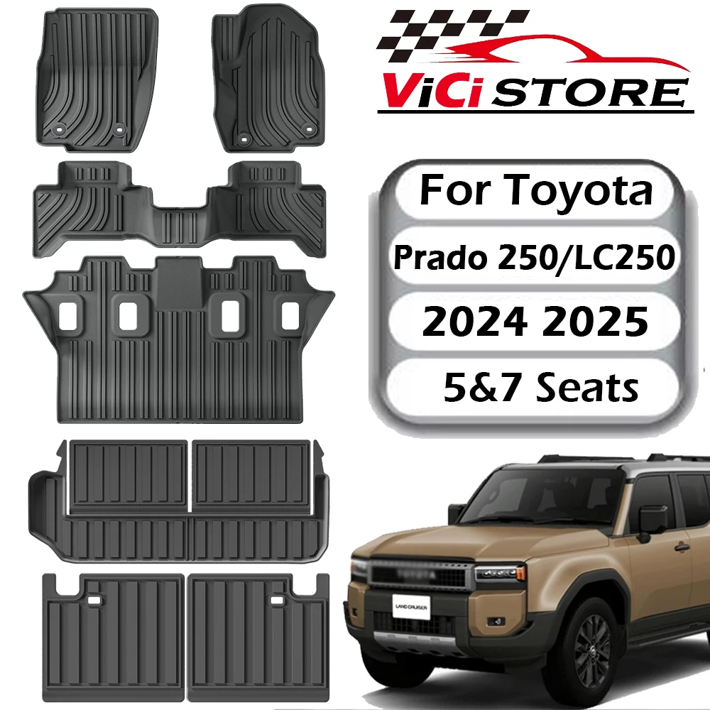 

RHD Floor Mats for 2024 2025 Toyota Land Cruiser Prado LC250 (Fuel ) 5&7 Seat All Weather TPE 3D Foot Mat Accessories