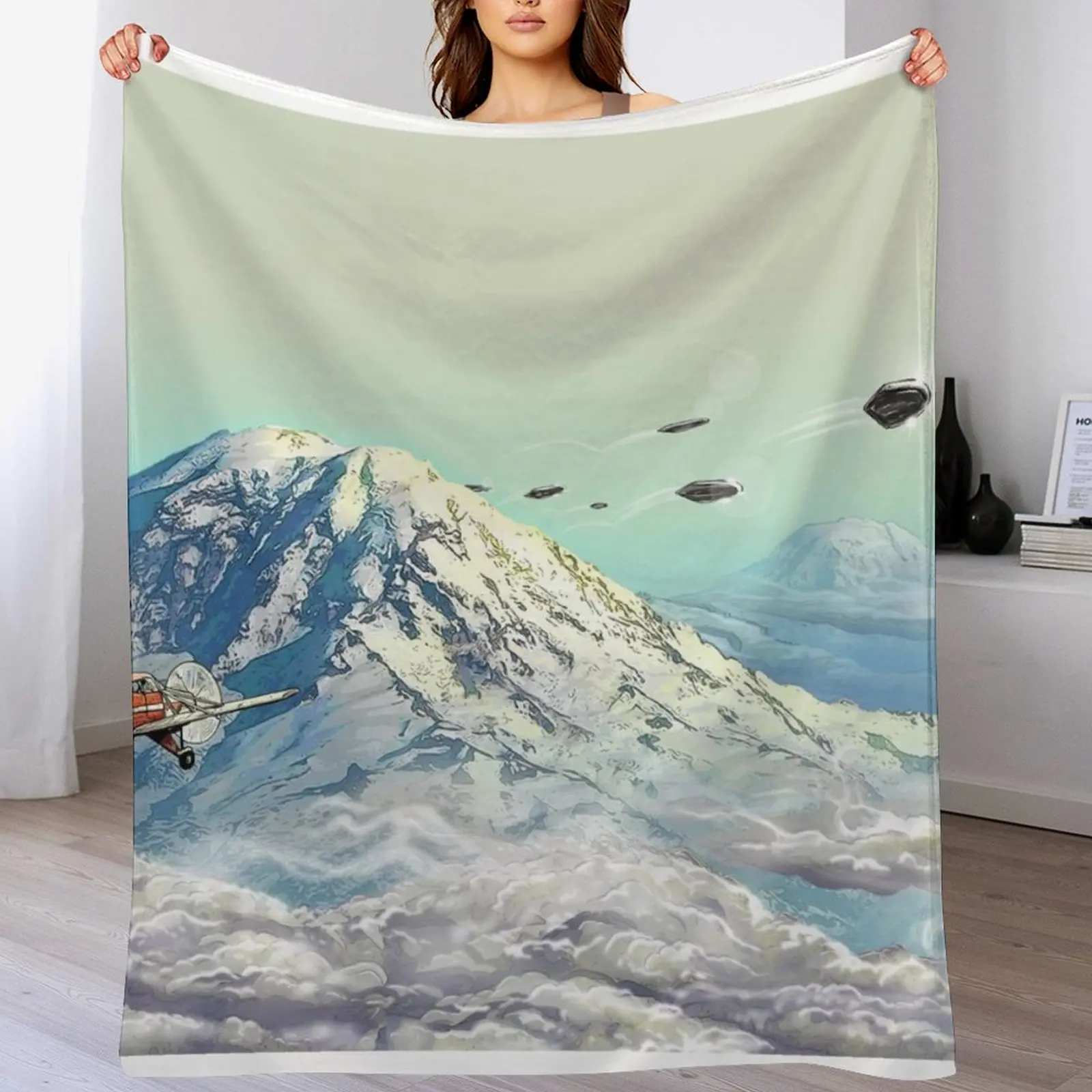 

Kenneth Arnold 75th Anniversary Print - 'Dawn of the Flying Saucers 1946-1949' Book Cover (33oz, 2022) Throw Blanket