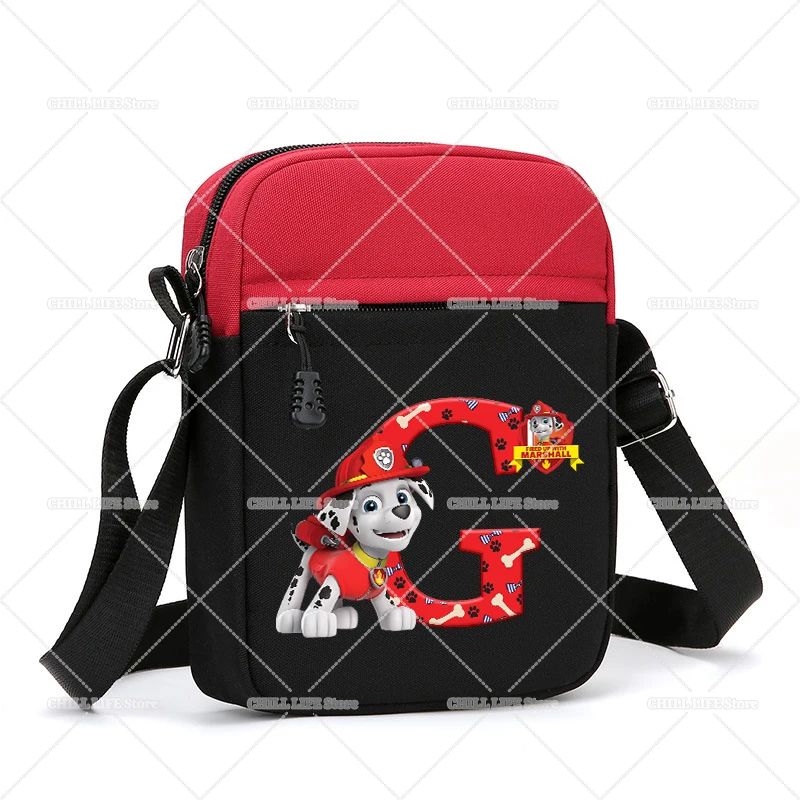 Paw Patrols Letter A-Z Shoulder Bag Marshall Cartoon Dog Print Outdoor Sport Crossbody Boy Girl Travel Phone Pouch Chest Packs