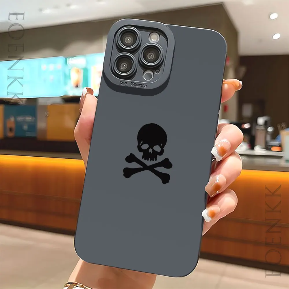 Black Skull Devil Print Phone Case For iPhone 15 14 13 12 11 Pro Max XS X XR 7 8 14 15 Plus Shockproof Matte TPU Silicone Cover