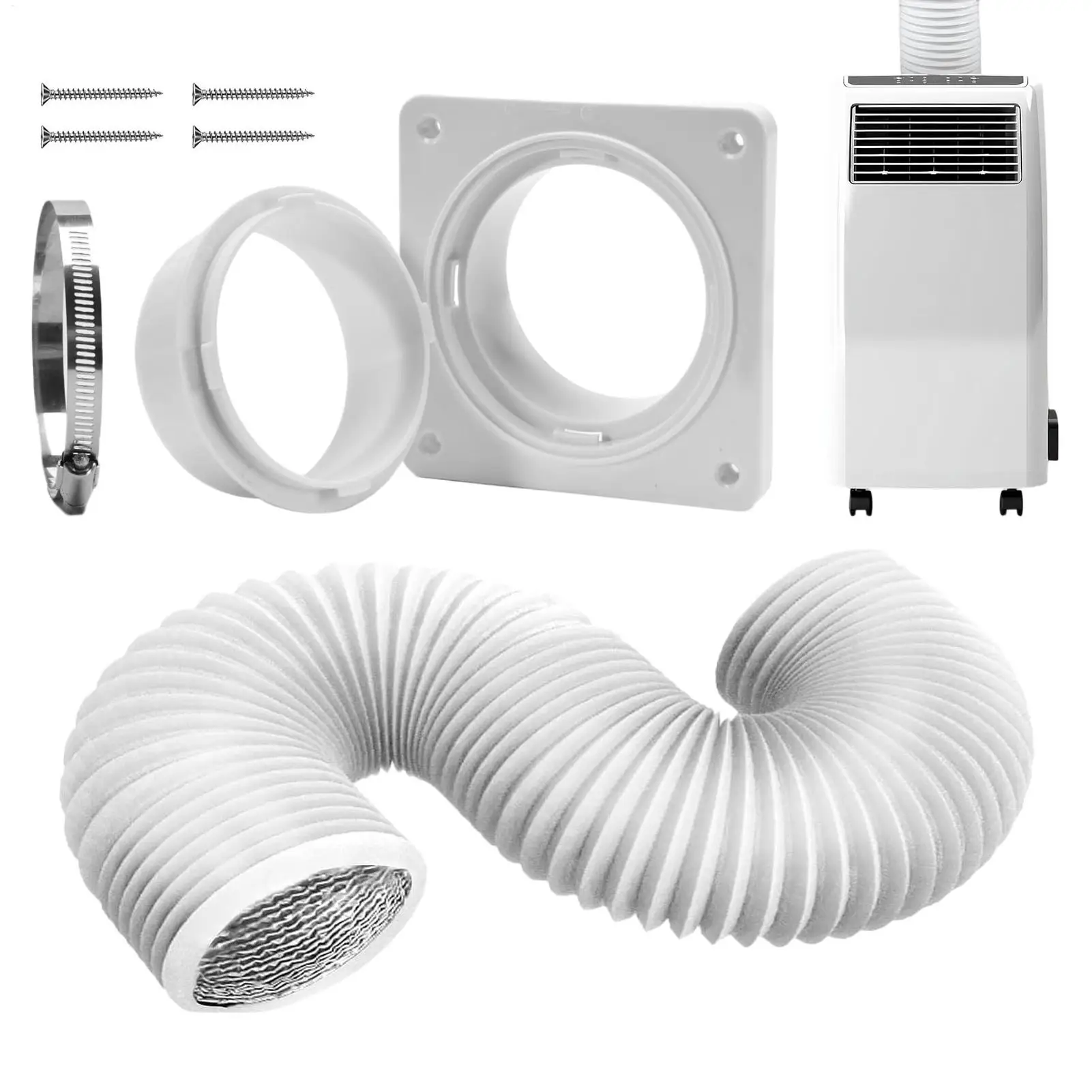 Portable Ac Wall Vent Kit Wall Mounted Air Conditioner Connector Plate Indoor Dryer Vent Connector Kit For Home Bedroom