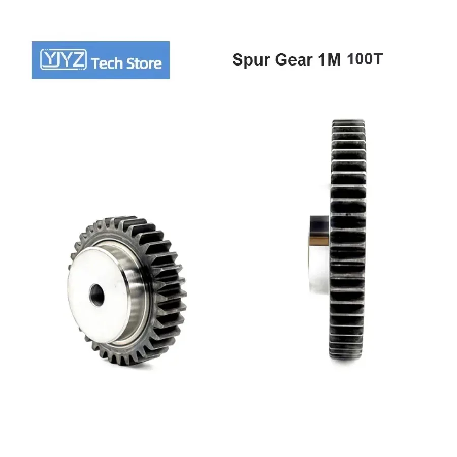 1個-45--鋼製1m-100tスパーギア、ボア径8mm、10mm、12mm、14mm、15mm、金属製モーターピニオン、1モジュール100歯、ステップギア付き、cnc部品
