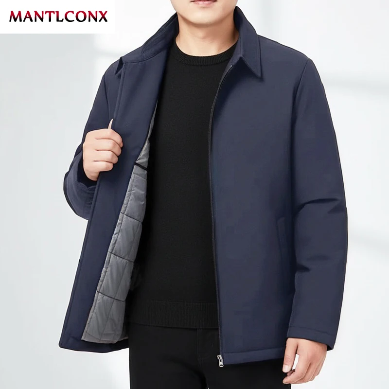 Luxury Winter Jacket Men Business Office Dress Blazers Coat Warm Padded Men's Winter Jacket Casual Solid Color Work Outerwear