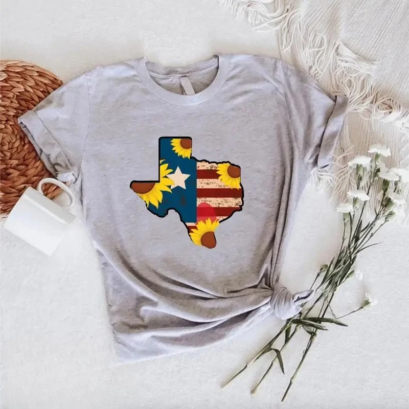 

Футболка с цветочной картой и флагом, женская эстетичная одежда со штатами любовника, женская рубашка