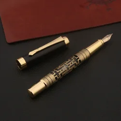 1pc bronze Fountain Pen Return Hollow out Business Office School Supplies Writing Ink pens