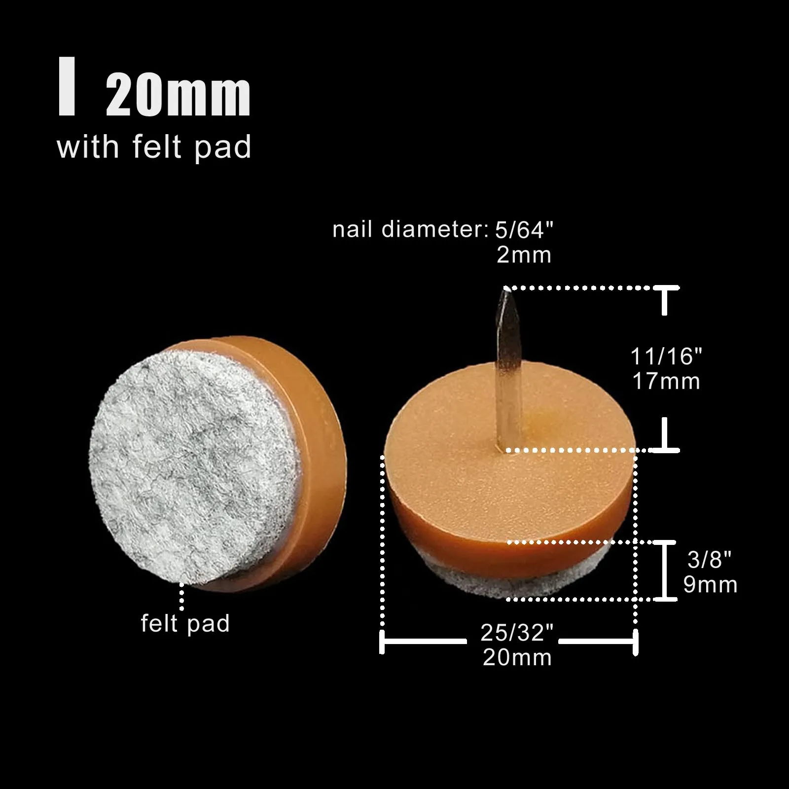 4/32 Stück Möbel Stuhl Tischbein unten Füße Glide Slide Decke Holzbodenschutz stumm kein Lärm Nagel auf 16/20/24/28/30 mm – Detail 9