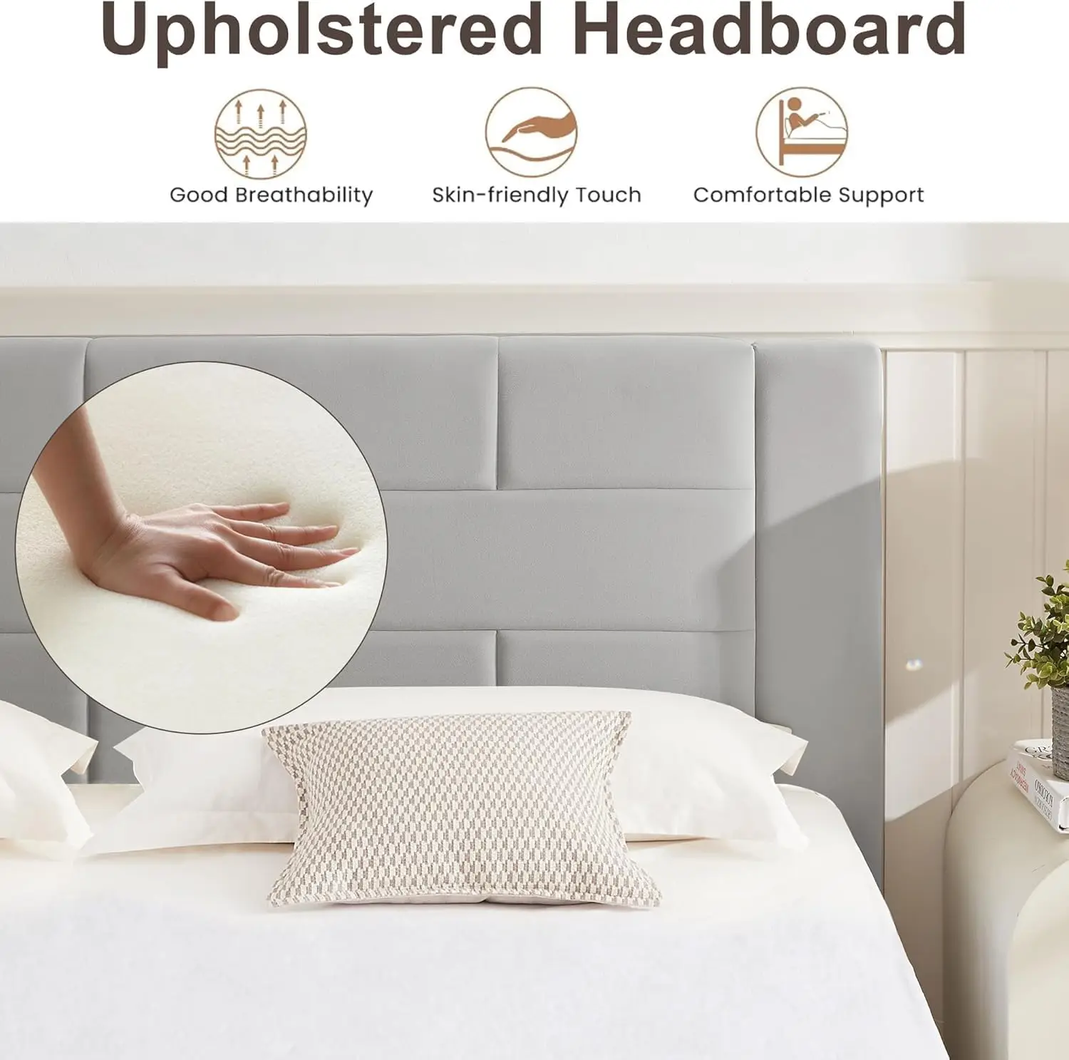 Vecelo King Upholstered Bed Frame With 5 Storage Drawers, With Type A & C Usb Charging Station And Velvet Headboard, No Box