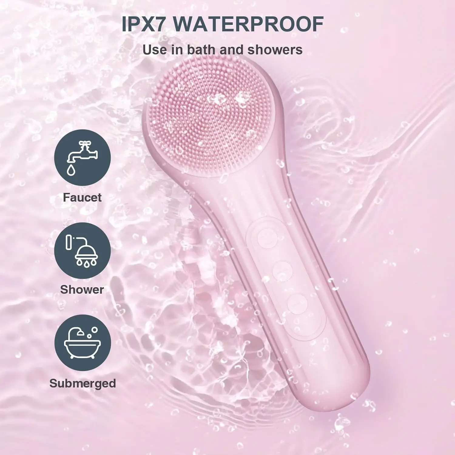 Depurador facial de silicona, cepillo de limpieza facial eléctrico impermeable para hombres y mujeres, depurador facial recargable con 5 modos para