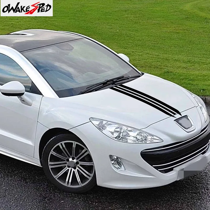 

Performance Sport Stripes Car Hood Engine Cover Decor Sticker For PEUGEOT RCZ Original Desgin Accessories DIY Vinyl Decals Film