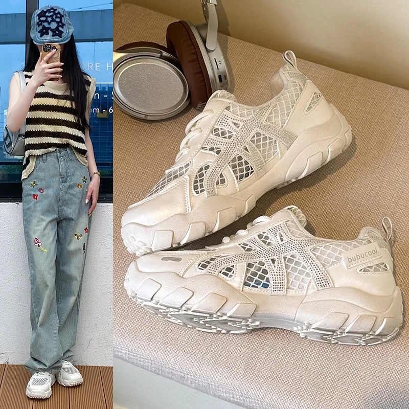 

Женские летние повседневные спортивные сандалии 2026 года с мягкой подошвой, дышащие кроссовки для бега, удобная уличная обувь