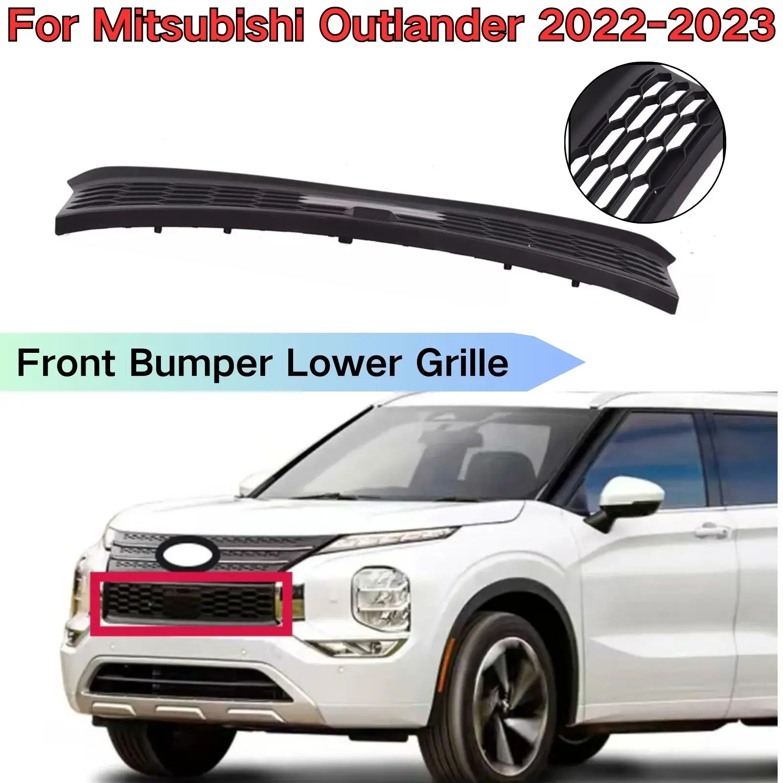 

Front Bumper Lower Grille For Mitsubishi Outlander 2022-2023 Racing Grills Matte Black Car Auto Accessory 6405A253 Replacement