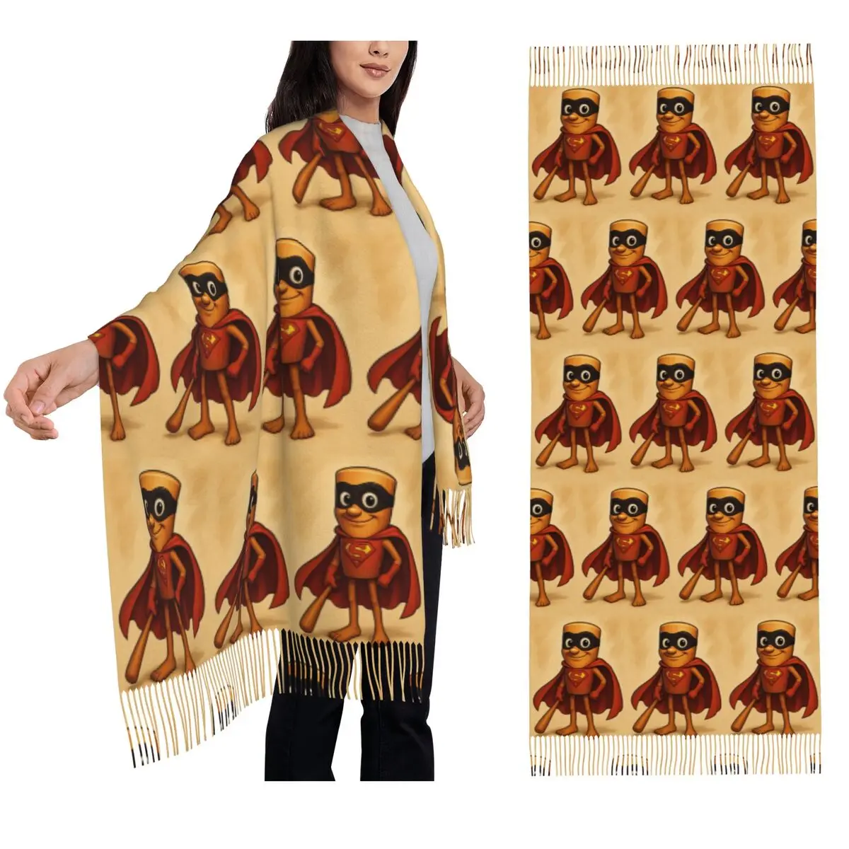 

Tung Tung Sahur Bombardinocrocodilo Tralalelo Tralala Scarf Tassel Scarves Women Shawls and Wraps Long Fall Winter Shawl Wrap