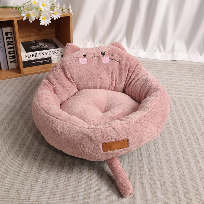 

Coral Fleece Cat Bed Warm Thickened Cat Cushion Cute Cartoon Design Cat Kennel for Kittens Puppies Pet Cats Accessories