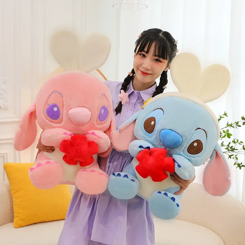 Disney Plush Doll Toy Stitch Rabbit Ears Petal Doll Accompanies Children to Sleep Children's Birthday Christmas Gift