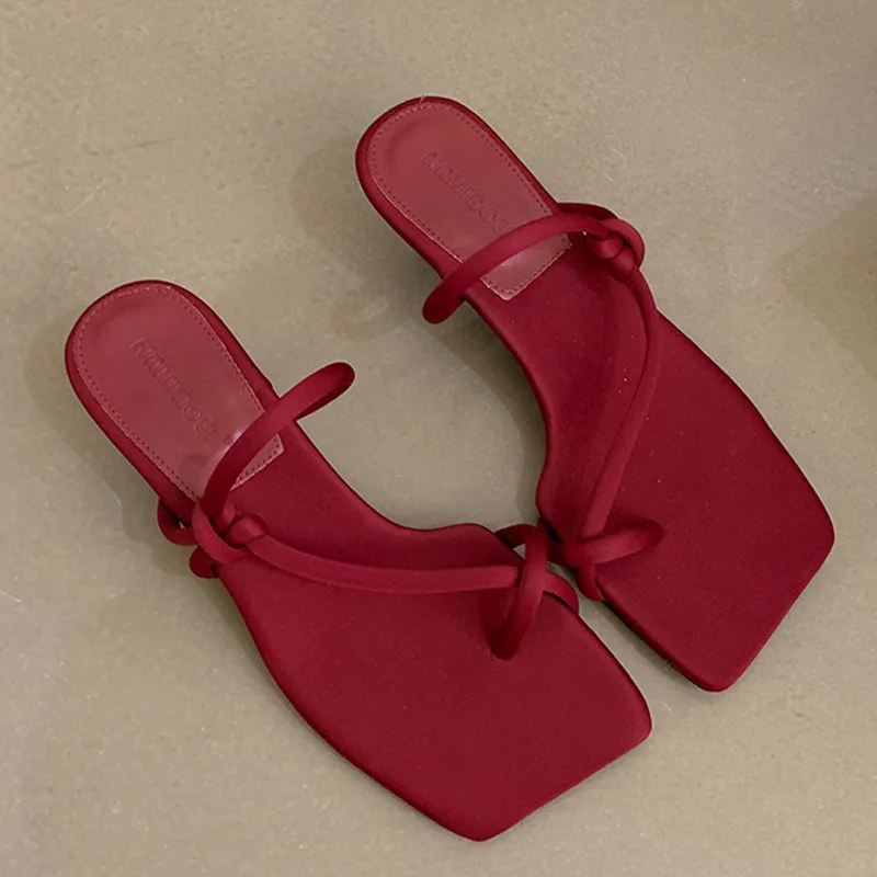 

Женские шлепанцы на тонком каблуке, сандалии на среднем каблуке, элегантные шлепанцы с узкими ремешками, тапочки желтого цвета, лето 2024