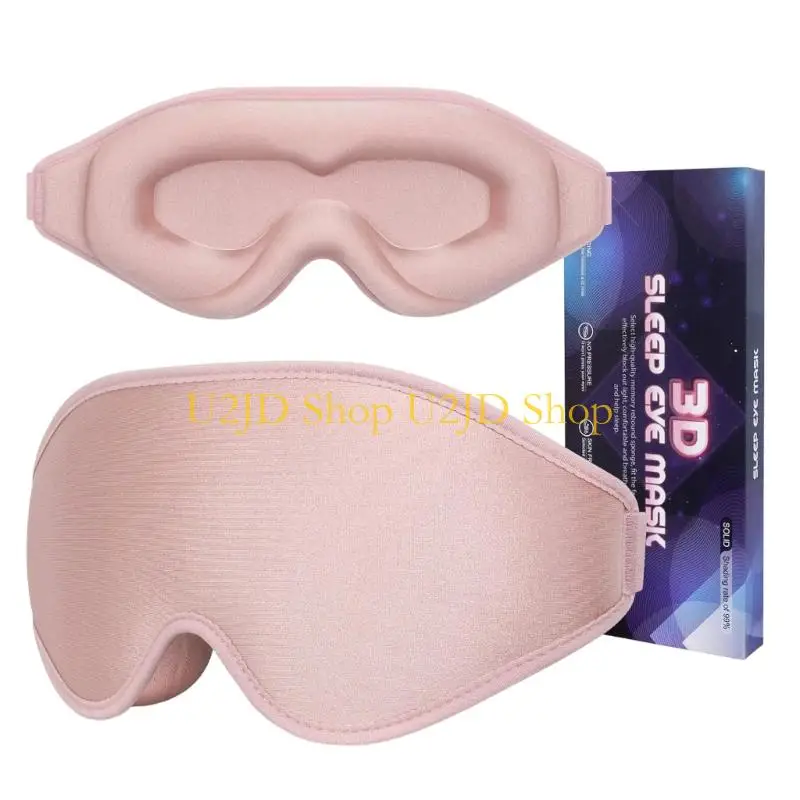 U2JD Breathable 3D Eye Mask Ventilation Hole Memory Foam Padding Blocks Light Adjustable Headbands for Comfort Sleep