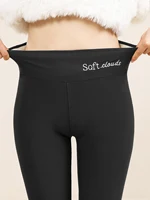 Winter Ultra Thick Imitation Lamb Cashmere Artificial Velvet Leggings Women Plush Thickened High Waisted Long Warm Pants 4