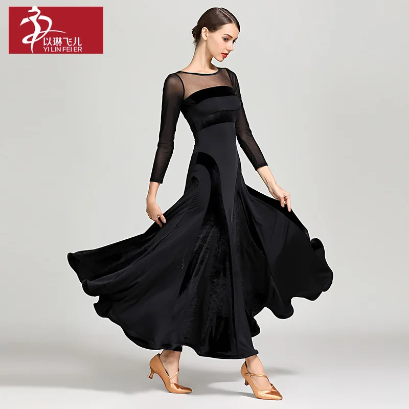 1pcs/lot Velvet Standard Women Waltz Ballroom Dance Dress Modern ballroom dancing Costumes