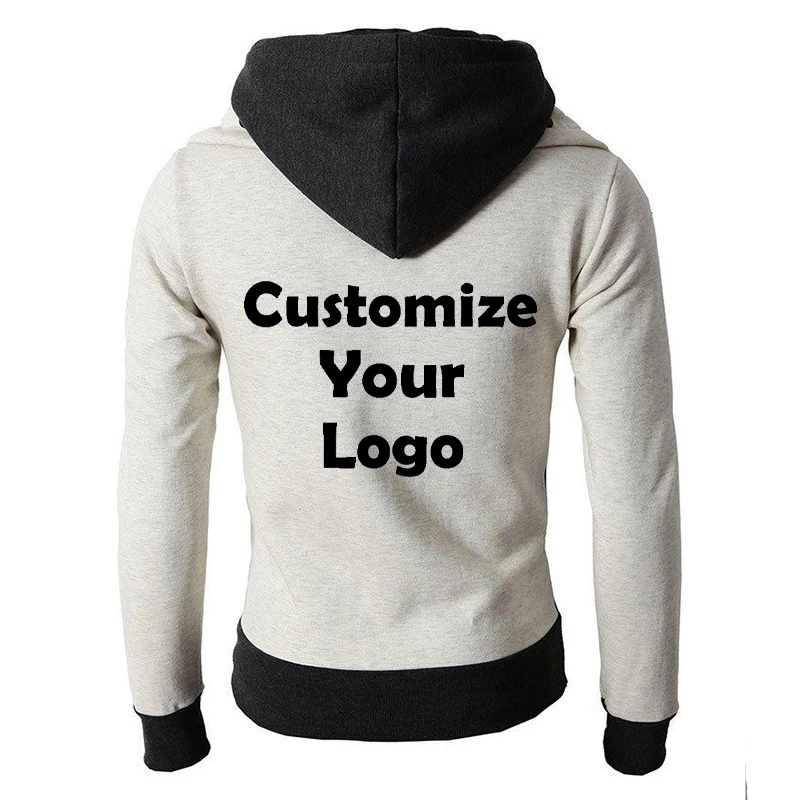 Customized Autumn Men's Print Casual Loose Solid Color Trendy Hooded Lapel Collar Cardigan Multiple Zip Hoodies