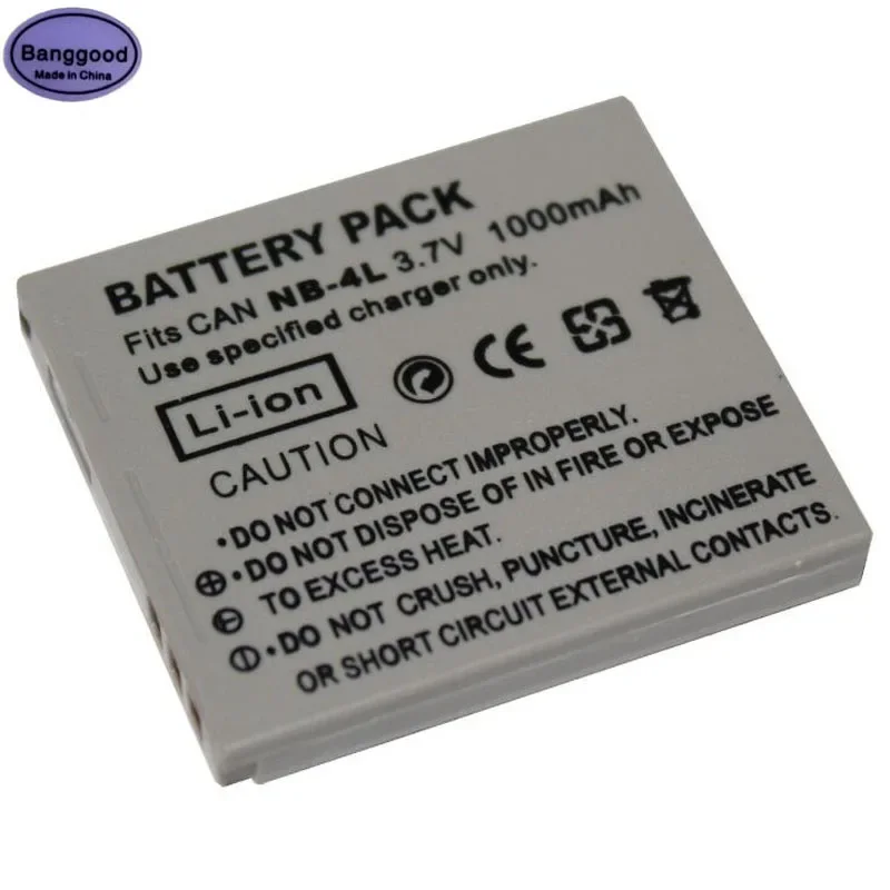 

3.7V 1000mAh NB-4L NB4L CNB-4L NB 4L Camera Battery for Canon SD450 SD430 SD400 SD300 SD780 SD750 SD40 XY Digital 60 40 50 70 80