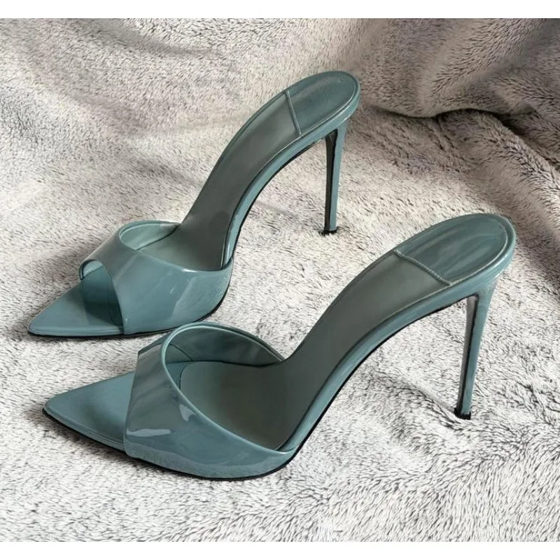 Designer High Heels mit spitzer offener Zehenpartie, Stiletto-Slipper, Sommer-Peep-Toe, rutschfest, verschleißfest, elegante High Heels