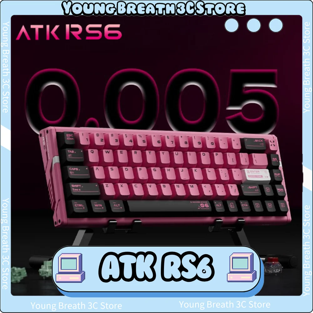 

Новая механическая клавиатура с магнитным переключателем ATK RS6, игровая клавиатура из алюминиевого сплава ASPAS 0,005 ммRT, аксессуары для ПК и геймера на заказ, подарок