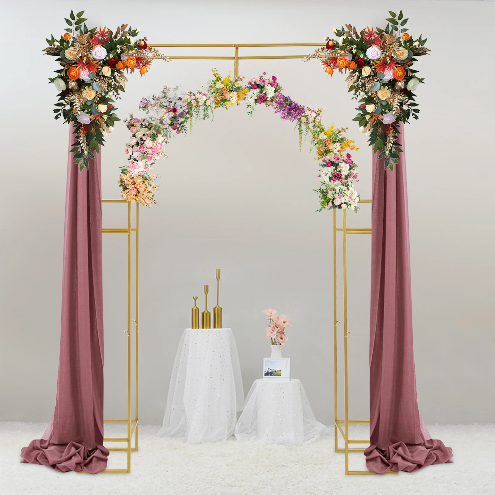 

Double Wedding Arch, 5.91x7.87ft Backdrop Stand, Square Metal Balloon Arch Stand, Garden Arbor Frame for Wedding Birthday