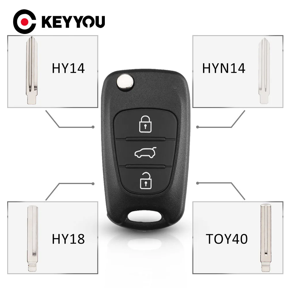 KEYYOU Shell chiave remota per Hyundai I20 I30 IX35 I35 Accent Kia Picanto Sportage K5 3 pulsanti Flip pieghevole custodia chiave remota